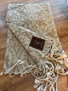 Vintage Calzeat of Scotland Golden Beige Throw Blanket 51” x 57”